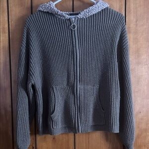 Eyeshadow Gray Hooded Cardigan Sweater